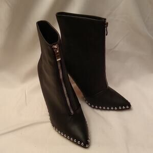 Womens Rivets Pointed Toe Ankle Riding Boots High Heels Stilettos Fashion Shoes